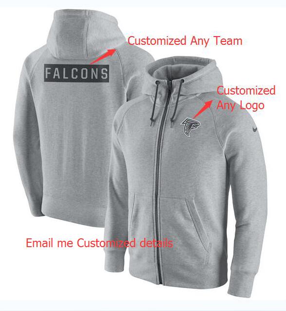 Customized Men's  Nike Ash Gridiron Gray 2.0 Full-Zip Hoodie