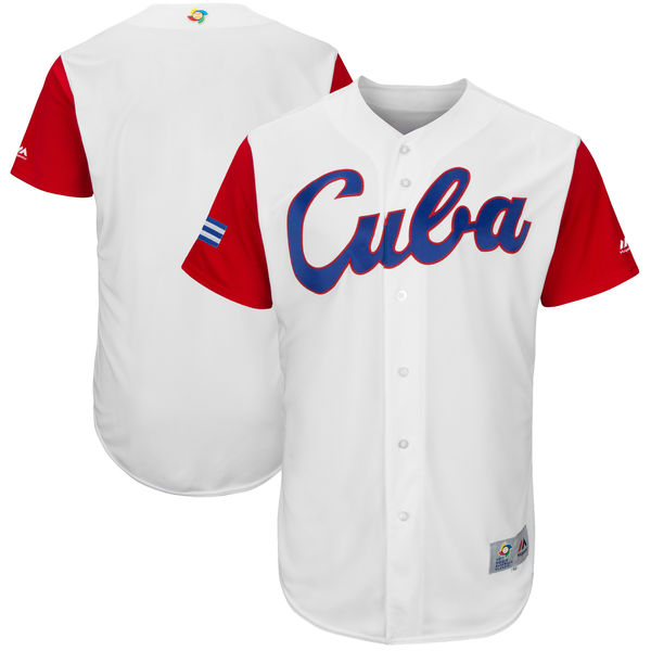 Team Cuba Blank White 2017 World Baseball Classic Authentic Customized Stitched MLB Jerseyy