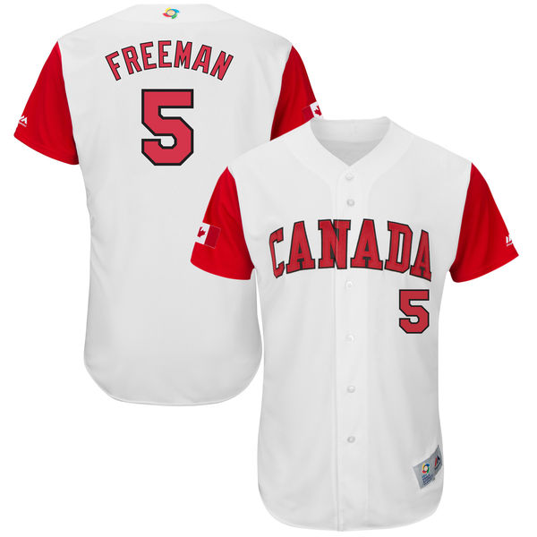 Team Canada #5 Freddie Freeman White 2017 World Baseball Classic Authentic Customized Stitched MLB Jersey