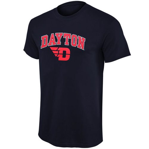 Dayton Flyers Mid Size Arch Over Logo T-Shirt Navy Blue