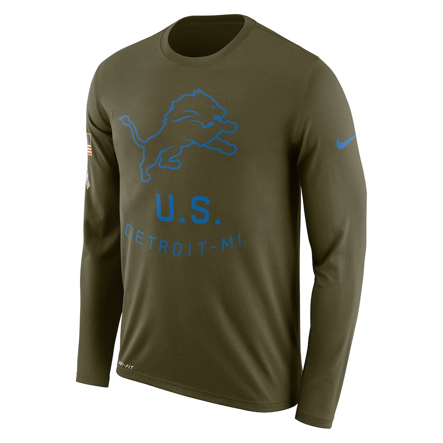 Detroit Lions Nike Salute To Service Sideline Legend Performance Long Sleeve T-Shirt Olive Detroit Lions Nike Salute To Service Sideline Legend Performance Long Sleeve T-Shirt Olive