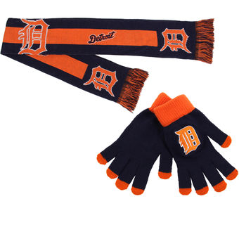 Detroit Tigers Gloves & Scarf Set
