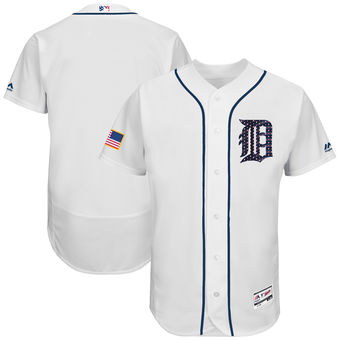 Detroit Tigers Majestic 2017 Stars & Stripes Authentic Collection FlexBase Team Jersey - White