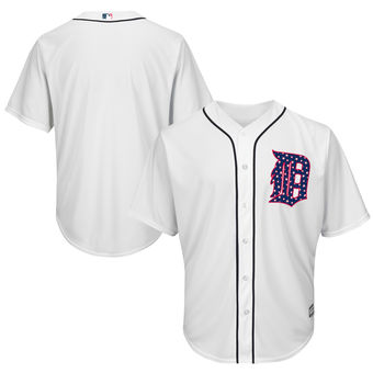 Detroit Tigers Majestic Stars & Stripes Cool Base Jersey - White