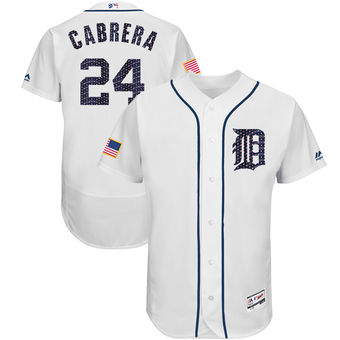 Detroit Tigers Miguel Cabrera Majestic 2017 Stars & Stripes Authentic Collection FlexBase Player Jersey - White