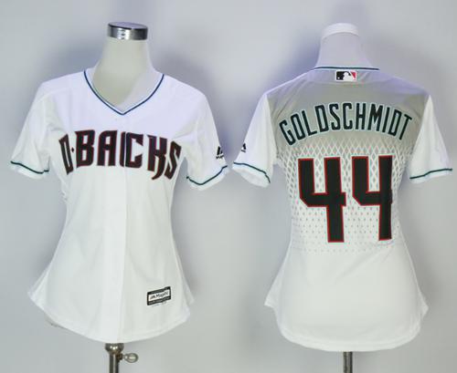 Diamondbacks #44 Paul Goldschmidt White Home Women's Stitched MLB Jersey Diamondbacks #44 Paul Goldschmidt White Home Women's Stitched MLB Jersey