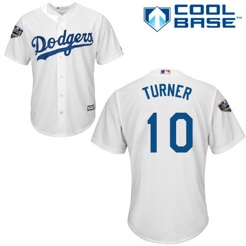 Dodgers #10 Justin Turner White Cool Base 2018 World Series Stitched Youth MLB Jersey Dodgers #10 Justin Turner White Cool Base 2018 World Series Stitched Youth MLB Jersey
