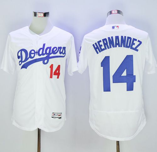 Dodgers #14 Enrique Hernandez White Flexbase Authentic Collection Stitched MLB Jersey Dodgers #14 Enrique Hernandez White Flexbase Authentic Collection Stitched MLB Jersey