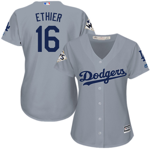 Dodgers #16 Andre Ethier Grey Alternate Road 2017 World Series Bound Women's Stitched MLB Jersey Dodgers #16 Andre Ethier Grey Alternate Road 2017 World Series Bound Women's Stitched MLB Jersey