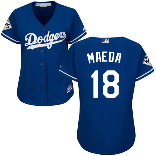 Dodgers #18 Kenta Maeda Blue Alternate 2017 World Series Bound Women's Stitched MLB Jersey Dodgers #18 Kenta Maeda Blue Alternate 2017 World Series Bound Women's Stitched MLB Jersey