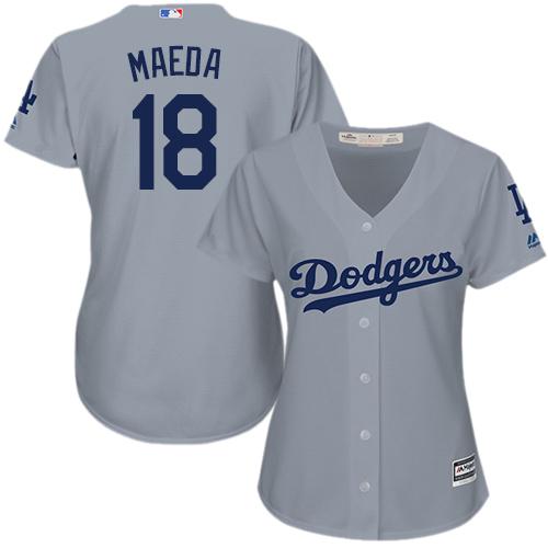 Dodgers #18 Kenta Maeda Grey Alternate Road Women's Stitched MLB Jersey Dodgers #18 Kenta Maeda Grey Alternate Road Women's Stitched MLB Jersey