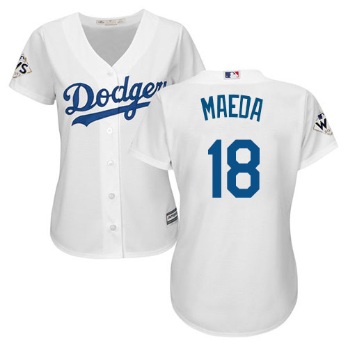 Dodgers #18 Kenta Maeda White Home 2017 World Series Bound Women's Stitched MLB Jersey