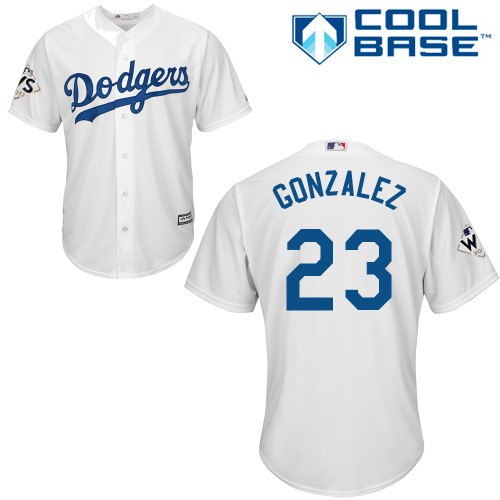 Dodgers #23 Adrian Gonzalez White Cool Base 2017 World Series Bound Stitched Youth MLB Jersey