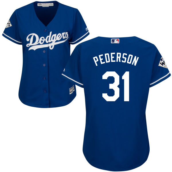 Dodgers #31 Joc Pederson Blue Alternate 2017 World Series Bound Women's Stitched MLB Jersey