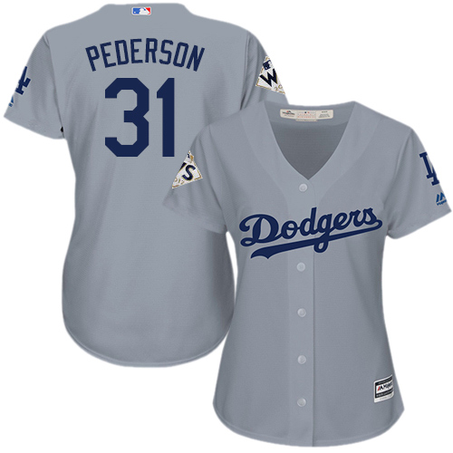 Dodgers #31 Joc Pederson Grey Alternate Road 2017 World Series Bound Women's Stitched MLB Jersey Dodgers #31 Joc Pederson Grey Alternate Road 2017 World Series Bound Women's Stitched MLB Jersey