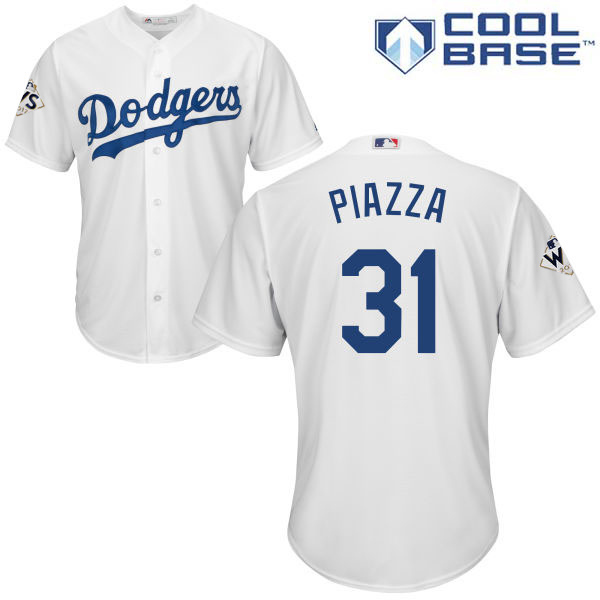 Dodgers #31 Mike Piazza White Cool Base 2017 World Series Bound Stitched Youth MLB Jersey