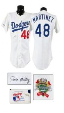 Dodgers #48 MARTINEZ  White Authentic Collection Stitched MLB Jersey