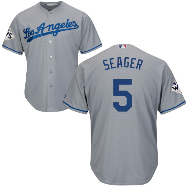Dodgers #5 Corey Seager Grey Cool Base 2017 World Series Bound Stitched Youth MLB Jersey