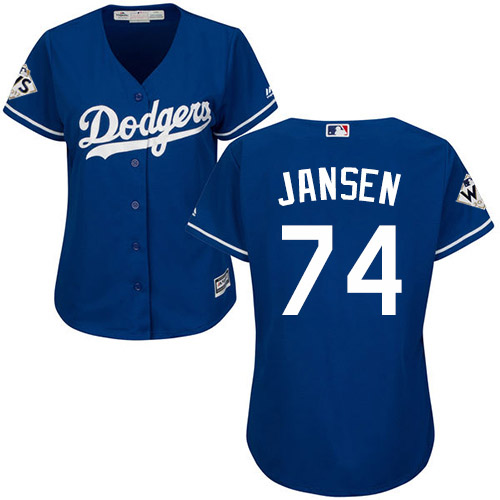 Dodgers #74 Kenley Jansen Blue Alternate 2017 World Series Bound Women's Stitched MLB Jersey