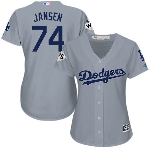 Dodgers #74 Kenley Jansen Grey Alternate Road 2017 World Series Bound Women's Stitched MLB Jersey Dodgers #74 Kenley Jansen Grey Alternate Road 2017 World Series Bound Women's Stitched MLB Jersey