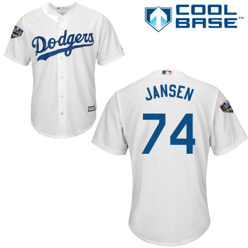 Dodgers #74 Kenley Jansen White Cool Base 2018 World Series Stitched Youth MLB Jersey Dodgers #74 Kenley Jansen White Cool Base 2018 World Series Stitched Youth MLB Jersey
