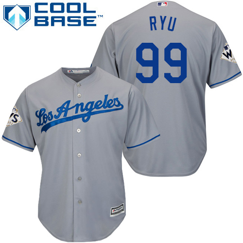 Dodgers #99 Hyun-Jin Ryu Grey Cool Base 2017 World Series Bound Stitched Youth MLB Jersey