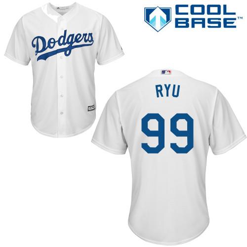 Dodgers #99 Hyun-Jin Ryu White Cool Base Stitched Youth MLB Jersey Dodgers #99 Hyun-Jin Ryu White Cool Base Stitched Youth MLB Jersey