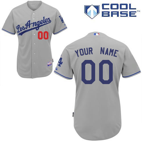 Dodgers Grey Customized Men Cool Base Jersey