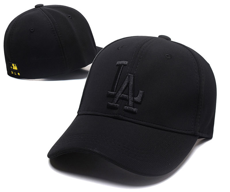 Dodgers Team Logo Black Peaked Stretch Fitted Hat SG