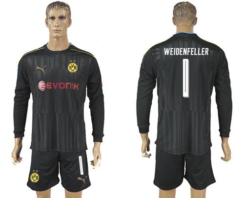 Dortmund #1 Weidenfeller Black Goalkeeper Long Sleeves Soccer Club Jersey Dortmund #1 Weidenfeller Black Goalkeeper Long Sleeves Soccer Club Jersey