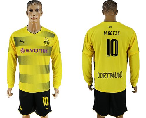 Dortmund #10 M.Gotze Home Long Sleeves Soccer Club Jersey Dortmund #10 M.Gotze Home Long Sleeves Soccer Club Jersey