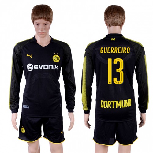 Dortmund #13 Guerreiro Away Long Sleeves Soccer Club Jersey