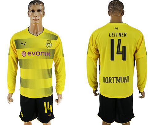 Dortmund #14 Leitner Home Long Sleeves Soccer Club Jersey Dortmund #14 Leitner Home Long Sleeves Soccer Club Jersey