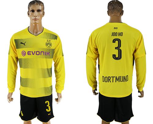Dortmund #3 Joo Ho Home Long Sleeves Soccer Club Jersey Dortmund #3 Joo Ho Home Long Sleeves Soccer Club Jersey