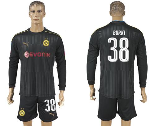 Dortmund #38 Burki Black Goalkeeper Long Sleeves Soccer Club Jersey Dortmund #38 Burki Black Goalkeeper Long Sleeves Soccer Club Jersey