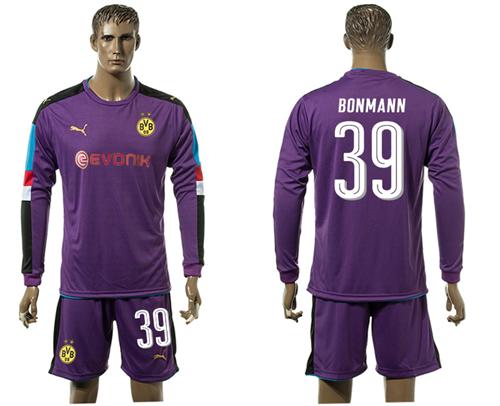 Dortmund #39 Bonmann Purple Goalkeeper Long Sleeves Soccer Club Jersey Dortmund #39 Bonmann Purple Goalkeeper Long Sleeves Soccer Club Jersey