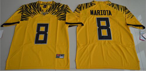 Ducks #8 Marcus Mariota Yellow Limited Stitched NCAA Jersey Ducks #8 Marcus Mariota Yellow Limited Stitched NCAA Jersey