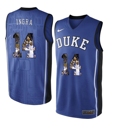 Duke Blue Devils 14 Brandon Ingram Blue With Portrait Print College Basketball Jersey2