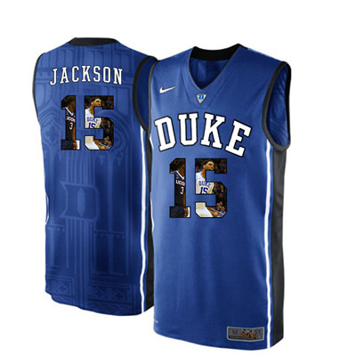 Duke Blue Devils 15 Frank Jackson Blue With Portrait Print College Basketball Jersey2 Duke Blue Devils 15 Frank Jackson Blue With Portrait Print College Basketball Jersey2