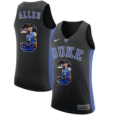 Duke Blue Devils 3 Grayson Allen Black With Portrait Print College Basketball Jersey