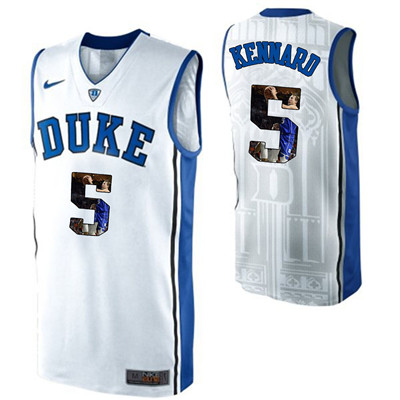 Duke Blue Devils 5 Luke Kennard White With Portrait Print College Basketball Jersey