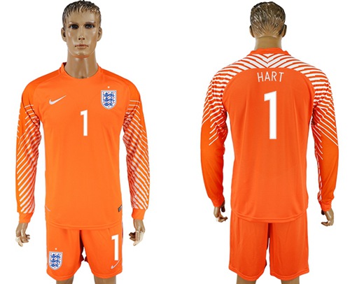 England #1 Hart Orange Long Sleeves Goalkeeper Soccer Country Jersey England #1 Hart Orange Long Sleeves Goalkeeper Soccer Country Jersey