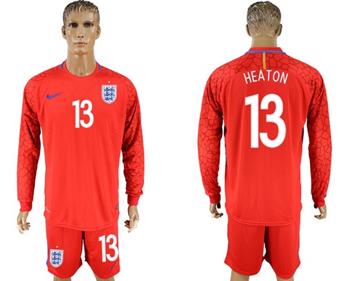 England #13 Heaton Red Long Sleeves Goalkeeper Soccer Country England #13 Heaton Red Long Sleeves Goalkeeper Soccer Country