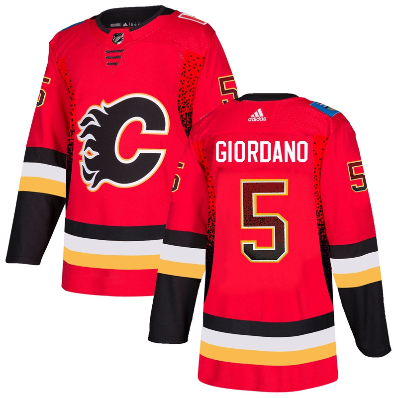 Flames 5 Mark Giordano Red Drift Fashion Adidas Jersey