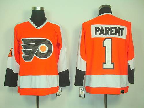 Youth Flyers #1 Bernie Parent Orange CCM Throwback Stitched NHL Jersey Youth Flyers #1 Bernie Parent Orange CCM Throwback Stitched NHL Jersey