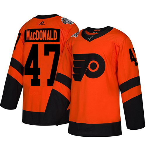 Flyers #47 Andrew MacDonald Orange Authentic 2019 Stadium Series Women's Stitched Hockey Jersey