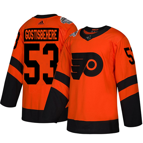Flyers #53 Shayne Gostisbehere Orange Authentic 2019 Stadium Series Women's Stitched Hockey Jersey