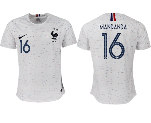 France #16 Mandanda Away Soccer Country Jersey