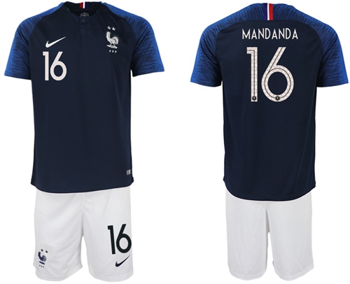 France #16 Mandanda Home Soccer Country Jersey