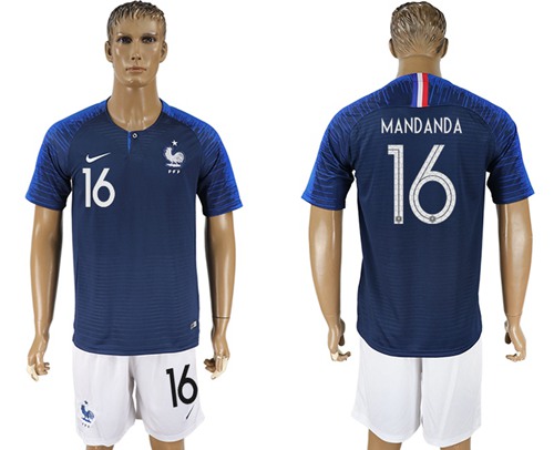 France #16 Mandanda Home Soccer Country Jersey